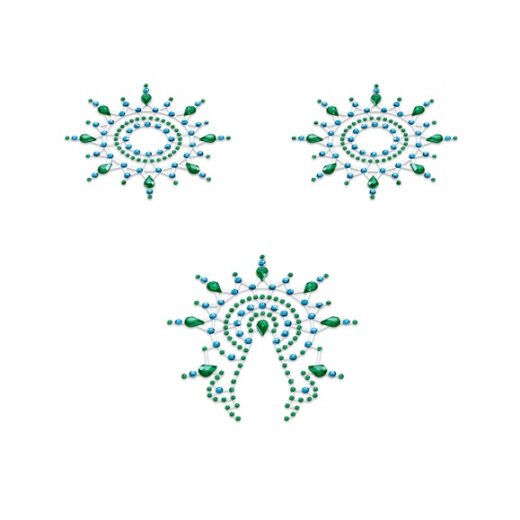 N�lepky GLORIA glittering jewelry green and blue 3 ks