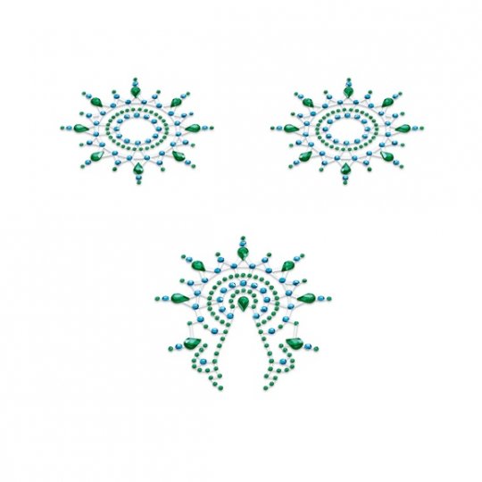 N�lepky GLORIA glittering jewelry green and blue 3 ks