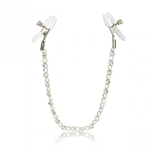 Sk�ipce na bradavky CalExotic Crystal Chain Nipple Clamps silver
