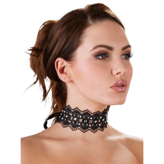 Obojek krajkov� Cottelli Collection RHINESTONE CHOKER black