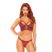 Souprava Leg Avenue Lace Bralette With Sheer Thong bord�