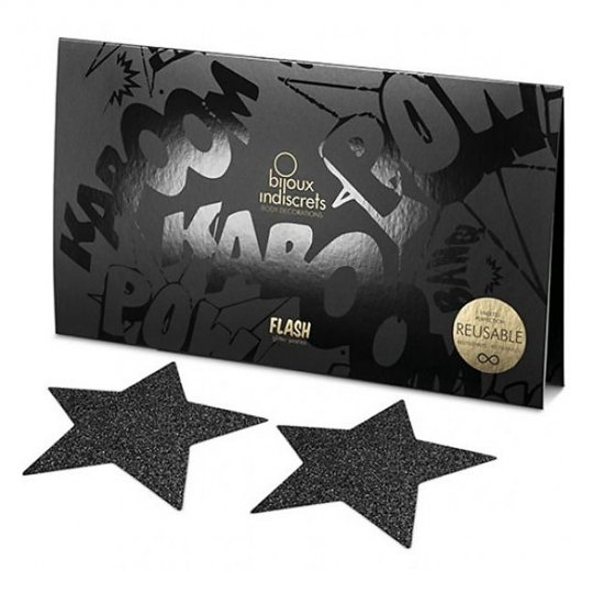 N�lepky na bradavky BIJOUX INDISCRETS FLASH STAR �ern�