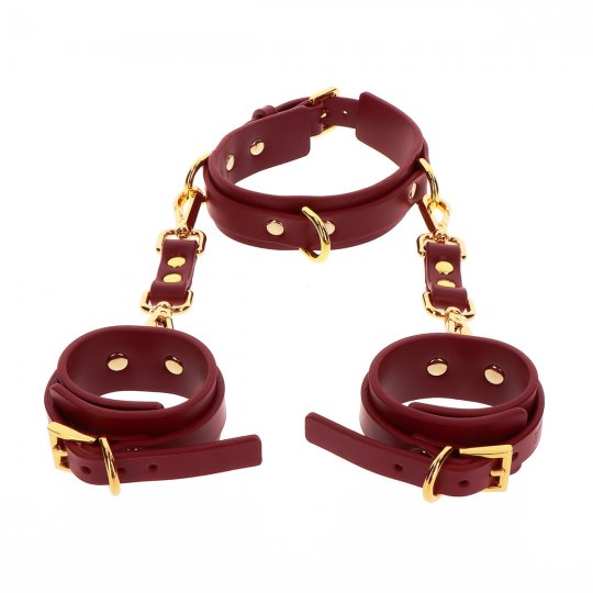 Obojek a pouta TABOOM BONDAGE IN LUXURY D Ring Collar and Wrist Cuffs v�nov�