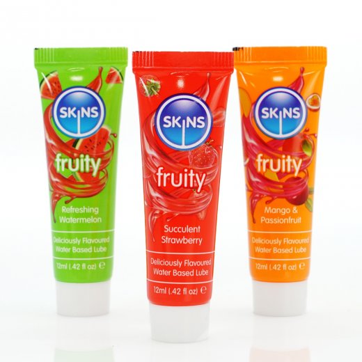 Sada lubrika�n�ch gel� Skins Fruity Lubes Sampler Tubes 3 x 12 ml