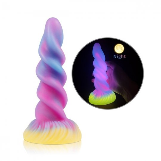 Dildo UNICORNY Unicorn Spiral Luminescent barevn�