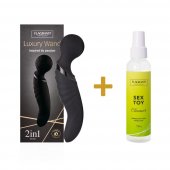 SET Mas�n� hlavice FLAGRANTI Luxury Wand 2v1 �ern� + Toy Cleaner ZDARMA